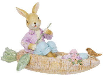 Декоративная статуэтка Заяц в лодке, 17х6х11см