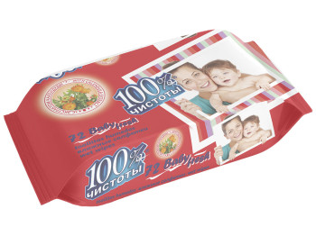 Вологі серветки дитячі "100% чистоти" "Календула" 72шт