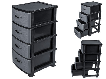 Комод (фасад суцільна плетінка, колір - сірий металік) Efe plastics 47х38х90см