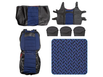 Чехлы-майки на сиденья 2+1 Bus, универсальные, 3 подголовника, текстиль, цвет синий