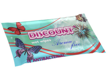 Вологі серветки "Discount" без запаху антібактеріальні 15 шт