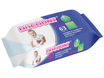 Вологі серветки дитячі "Discount" "З екстрактом алое" 63шт