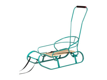 Санки детские со съемной спинкой и ручкой-толкателем Экспресс, бирюзовые, Vitan