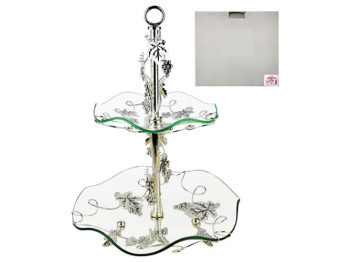 Конфетница двухъярусная Виноград круглая 28х28х40см