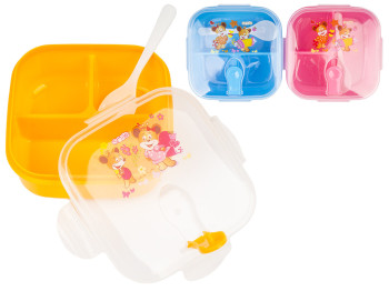 Ланч-бокс пластиковий з ложкою на 3 відсіки 720мл забарвлення асорті
