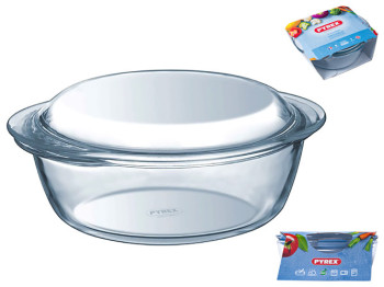 Кастрюля стеклянная круглая Pyrex Essentials, 3л, 3136763748549