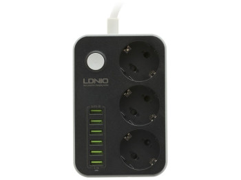 Мережевий подовжувач LDNIO SE3631 6USB 3.4A / 3 Socket Колір Чорний