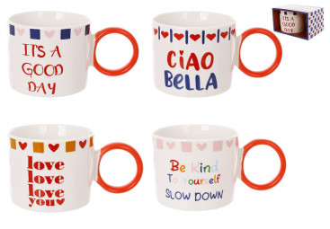 Чашка порцелянова Ciao Bella, 350мл, 4 дизайни (ціна за 1шт)