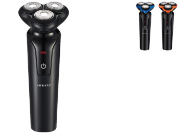 Электробритва Sokany, 3 роторные головки, 800мАч, usb-зарядка, пластик, 18×10,5×6,5см, цвет черный