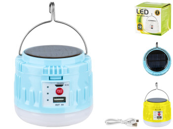 Акумуляторна кемпінгова LED лампа з сонячною панеллю, 8,5x9см