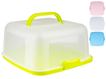 Тортовница пластиковая квадратная с крышкой 30х30см (цвета ассорти)