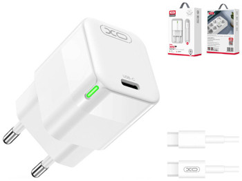 Сетевое зарядное устройство XO CE06 PD 30W GaN, type-c to type-c, мятая упаковка, цвет белый