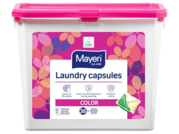 Капсулы для стирки Mayeri для цветных вещей, безфосфатные, 36 стирок