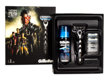 Набір чоловічий Gillette "Mach3 Justice League" (Бритва+2касети змін.+Гель для гоління екстракомфорт