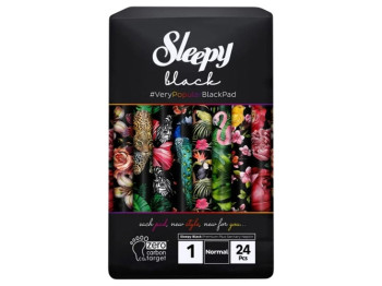 Прокладки гигиенические ультратонкие Sleepy Black Normal, 5капель, 24шт