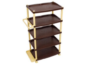 Полиця для взуття пятиярусна з підставкою для парасольки (колір - коричневий-беж) Efe plastic