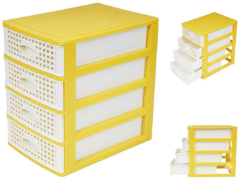 Комод мини Rotang, пластик, 4 яруса, 20×19×26,5см, цвет желтый