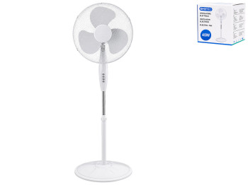 Вентилятор напольный EmiPro, пластик, железо, 40×120см, 45W, цвет белый