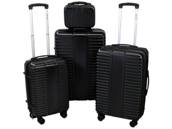 Чемодан с кодовым замком, пластик, металл, 14/20/24/28 дюймов, цвет чёрный (цена за набор 4шт)