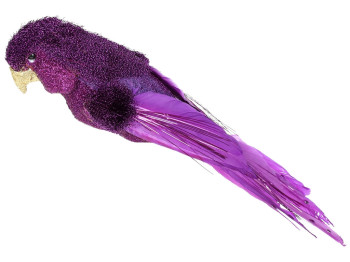 Декоративний птах Папуга на кліпсі, 32см, колір – фіолетовий