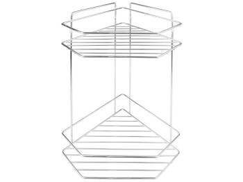 Полка настенная угловая двуярусная Stenson хром. 20.5x20.5x34.3см