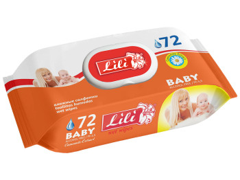 Влажные салфетки детские "Lili" "С экстрактом ромашки" 72шт  с клапаном