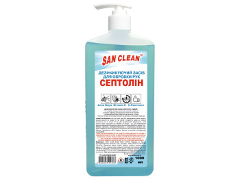 Дезінфікуючий засіб для обробки рук San Clean Септолін, з дозатором, 1л