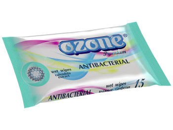 Вологі серветки дитячі Ozone Premium "З екстрактом календули і вітаміном Е" антибактеріальні 15шт
