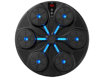 Тренажер боксерський музичний, настінний, ABS пластик, LED підсвічування, Bluetooth, 35см, чорний