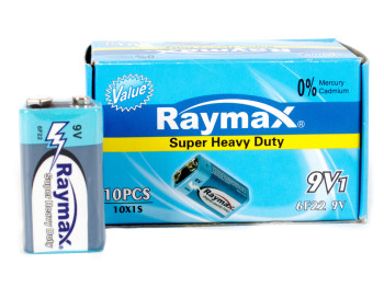 Батарейка солевая Raymax "Super Heavy Duty" 9V 6F22 1604 (цена за 1 шт в спайке)