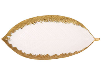 Блюдо фарфоровое Лист с золотой каймой, 42,7×19,8×3,3см