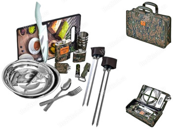 Набір туристичний для мисливця/рибалки Ukraine, у камуфляжному кейсі (ціна за набір 21 предметів)