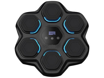 Тренажер боксерский музыкальный, настенный, ABS пластик, LED подсветка, Bluetooth, 45см, цвет черный