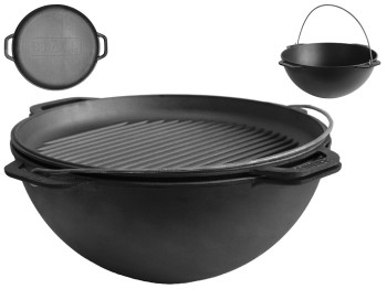 Казан азіатський чавунний Brizoll Азія чавунна кришка-гриль 15л KA15-4