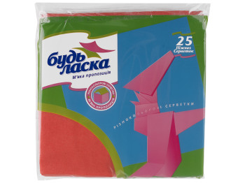 Салфетки для стола Будь Ласка двухслойные, красные без рисунка 33х33см 25шт (471)