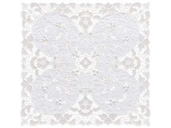 Серветка сервірувальна мереживна Lace Medallion, молочно-біла, 58×58 см