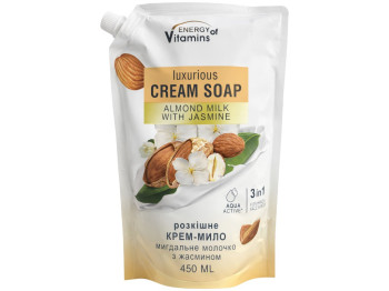 Крем-мыло Energy of Vitamins, миндальное молочко с жасмином и весенним ландышем, 450мл, дойпак