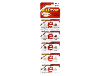 Батарейка алкалінова Енергiя, 1.55V, AG1 / LR60 / 164/621 (ціна за упаковку 10шт, 1 лист)