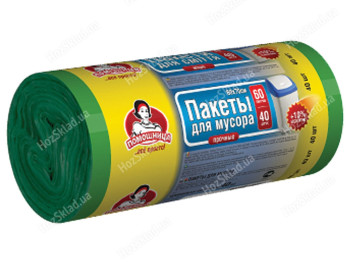 Мусорные пакеты ТМ Помічниця 60л 40шт HDPE, 60см х 70см, цветные