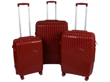 Чемодан с кодовым замком, полипропилен, металл, 20/24/28 дюймов, цвет красный (цена за набор 3шт)