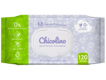 Салфетки влажные с первых дней жизни Chicolino, гипоаллергенные, без спирта, с клапаном, 120шт