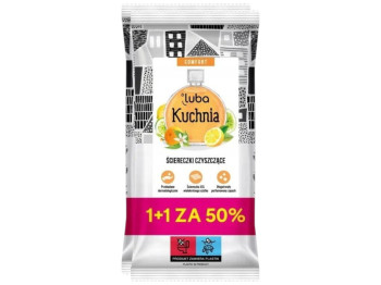 Салфетки влажные Luba Comfort 1+1, для кухни, парфюмированные, 32+32шт