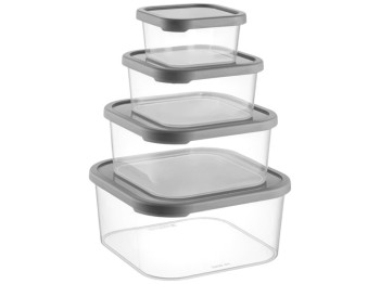 Набор контейнеров Idea Home Quick Box Gray, квадратные, пластик, 0,4л, 0,9л,1,8л, 2,9л (цена за 4шт)