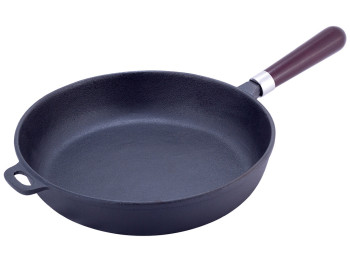 Сковорода чугунная O28,5см. с деревянной ручкой