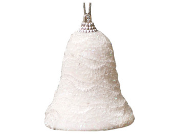 Ялинкова прикраса 6,5см Дзвіночок біле мереживо