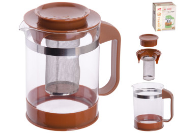 Заварник стеклянный с пластиковыми ручкой и крышкой 1л