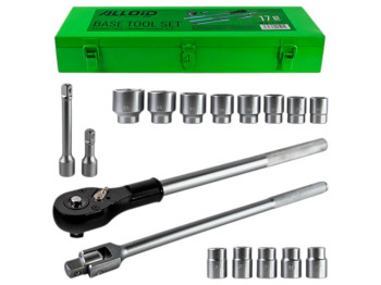 Набор торцевых головок Alloid 3/4 дюйма, 17 предметов, металлический кейс, цвет зелёный