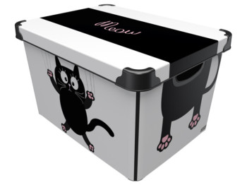 Контейнер для зберігання з кришкою Qutu Style Box Meow Black, 20л