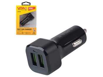 Автомобильное зарядное устройство VOIN C-36207Q, 2USB 36W 12/24V (3.6-6.5V*3A,6.5-9V*2A,9V-12V*1.5A)