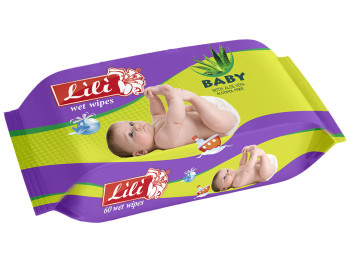 Влажные салфетки детские "Lili" "C экстрактом Алоэ Вера"60 шт